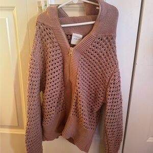 Varley Mauve Open-Knit Cardigan